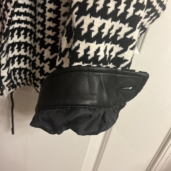 Tribal Houndstooth Bomber Jacket - Faux Leather Trim (Sleeves/Collar) - Picture 13 of 15